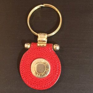 GIVENCHY  VINTAGE RED LEATHER KEY CHAIN/BAG CHARM.